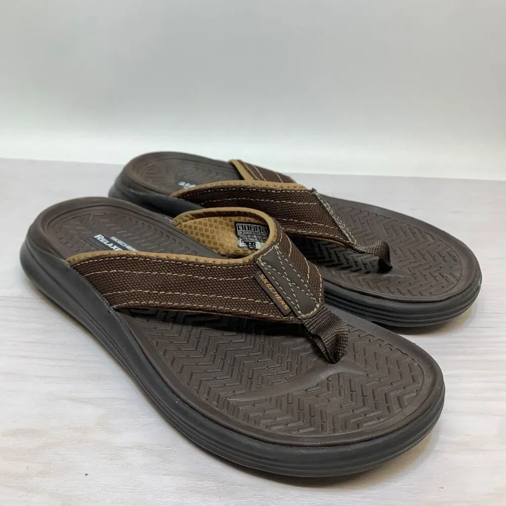 Skechers Sargo Wolters Brown Flip Flops Sandals Mens Size 10 204045‎